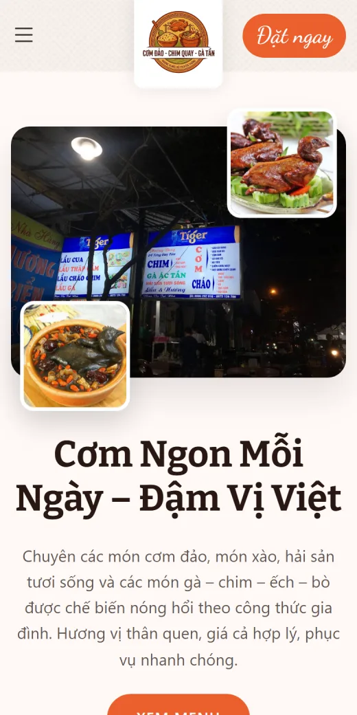 Cơm Đảo – Chim Quay – Gà Tần 24 Tống Duy Tân trên điện thoại: trang chủ