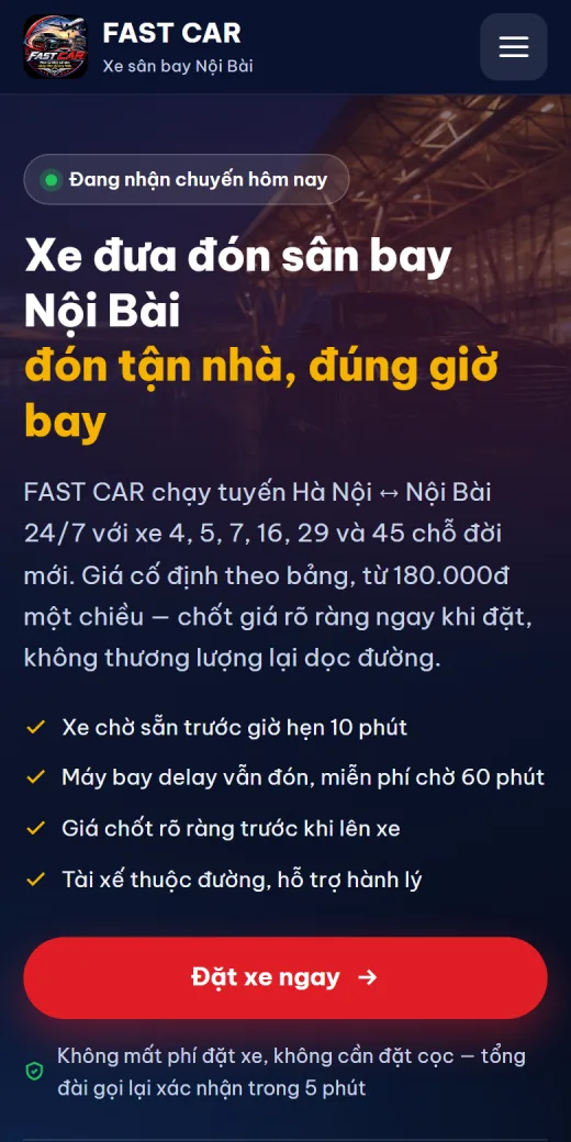 FAST CAR trên điện thoại: trang chủ
