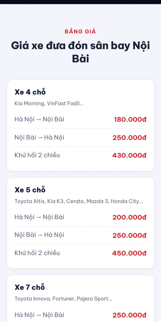 FAST CAR trên điện thoại: bảng giá