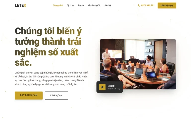 Giao diện máy tính website Letex Agency