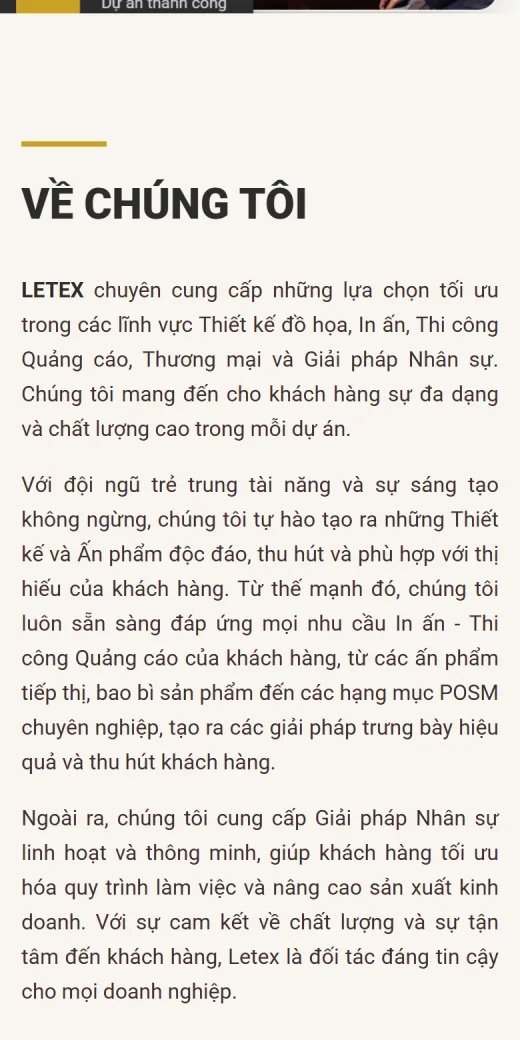 Letex Agency trên điện thoại: về chúng tôi