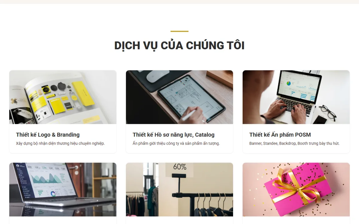 Giao diện dịch vụ của chúng tôi của website Letex Agency