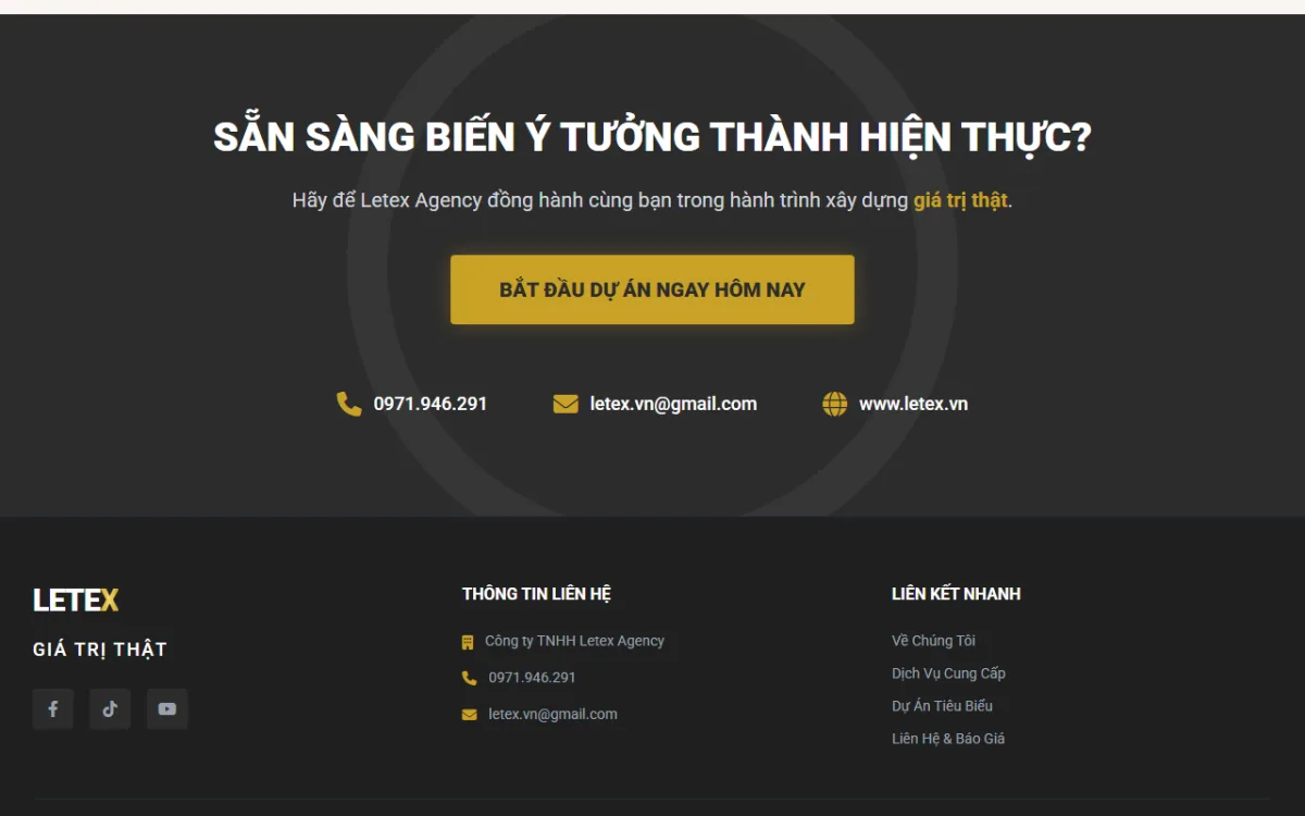 Giao diện sẵn sàng biến ý tưởng thành hiện thực? của website Letex Agency