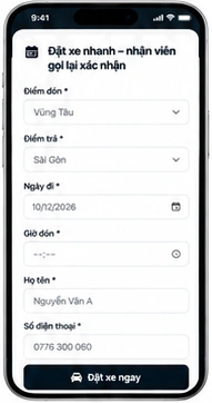 Form đặt xe website Limousine Car Travel 247 trên điện thoại