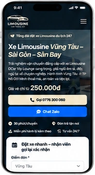 Trang chủ website Limousine Car Travel 247 trên điện thoại