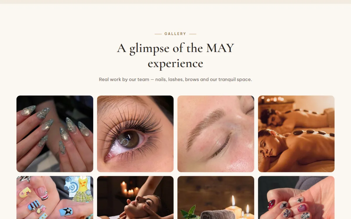 Giao diện một góc trải nghiệm tại may của website MAY Healing Spa