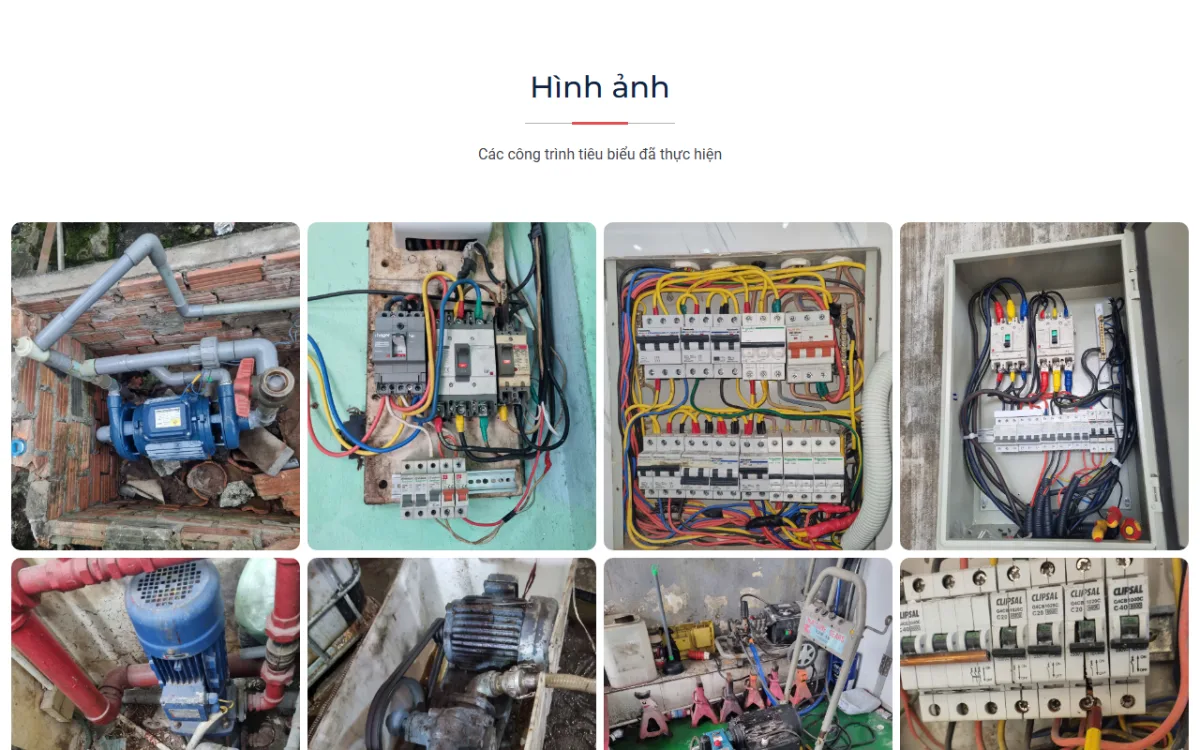Giao diện hình ảnh công trình của website Thợ Điện 247