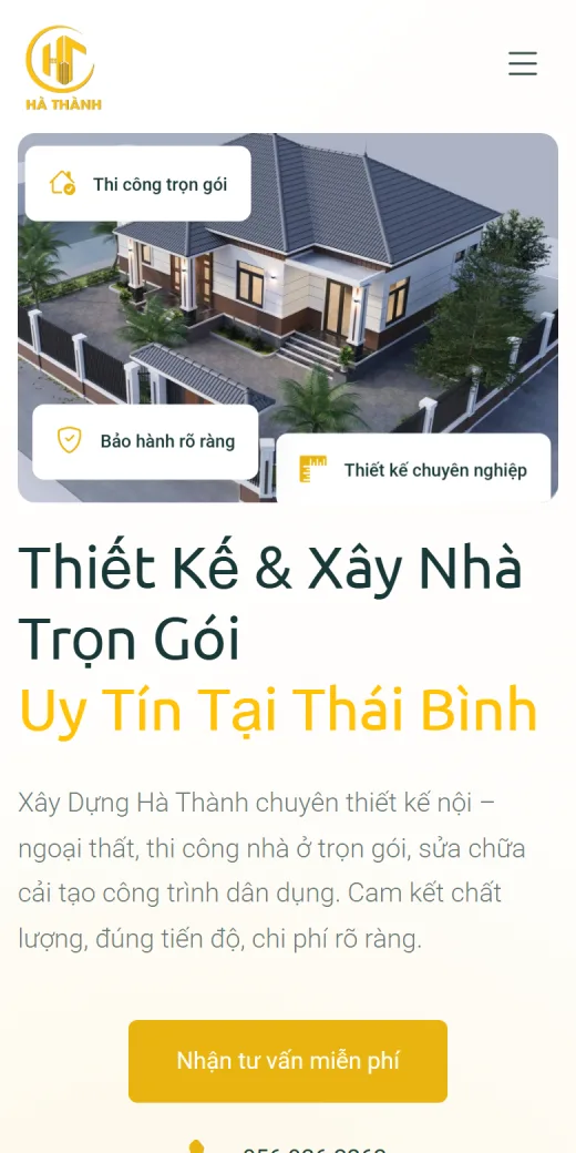 Xây Dựng Hà Thành trên điện thoại: trang chủ