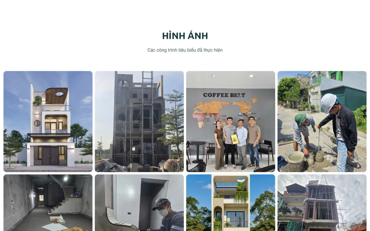 Giao diện hình ảnh công trình của website Xây Dựng Hà Thành