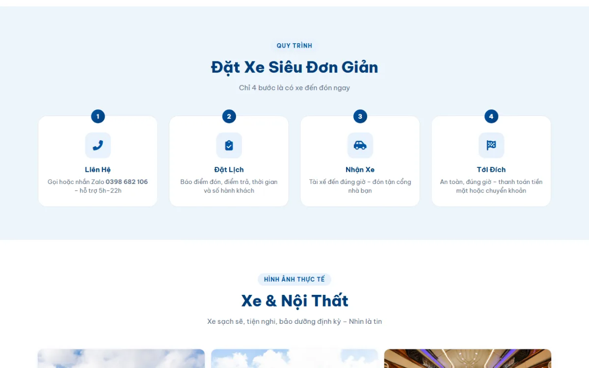 Giao diện đặt xe siêu đơn giản của website Xe ghép Hải Phòng – Hà Nội – Hạ Long