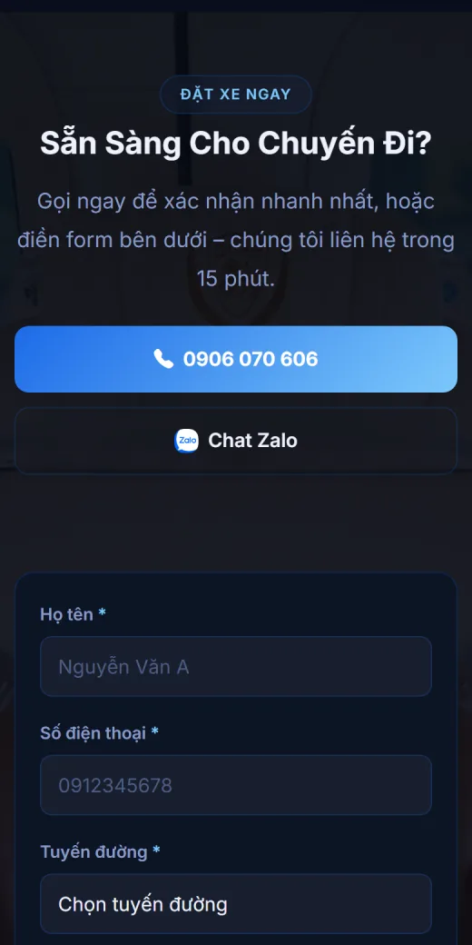 Xe Vũng Tàu trên điện thoại: đặt xe